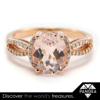 Estate Effy 14k Rose Gold Oval Pink Tourmaline Diamond Ring 0.  10ctw Size 6