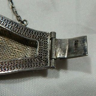 OLD Asian silver filigree Jade Enameled Bracelet & Brooch L@@K design & marks 5