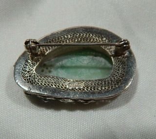 OLD Asian silver filigree Jade Enameled Bracelet & Brooch L@@K design & marks 6