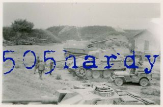 WWII US GI Photo - US Captured German Elefant Panther & Stug Tank All Numbered 2