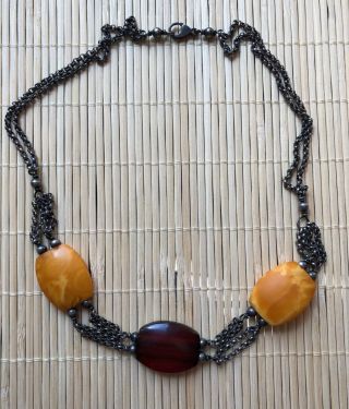 Vintage Natural Baltic Amber Honey Rare Old Antique Pendant Necklace Jewelry Gem