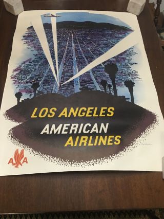 Vintage Poster - Fly To Los Angeles By American Airlines - 30 X 40 -