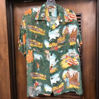 Vintage 1950’s “guymont” Florida Photo Pattern Silky Rayon Hawaiian Shirt - Ml/l