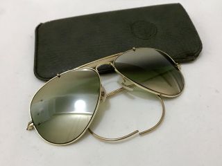 Nos Vintage B&l Ray Ban 1/10 12k Gf 58mm Rb3 Dgm Aviator Sunglasses Bausch Case