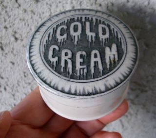 Antique,  Ceramic,  Ca 1900 - 10 Eye - Catching " Icicles " Cold Cream Jar,  Box,  Pot Lid