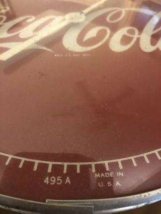 RARE 1950s Vintage round 12 inch Coca Cola Coke thermometer 495A 4