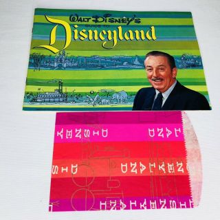 Vintage Walt Disney Guide To Disneyland And Souvenir Paper Bag Sack 1964