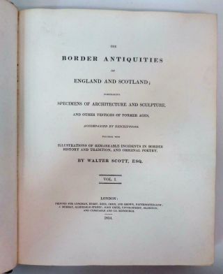 1814 FIRST EDITION Scott 2 Vols BORDER ANTIQUITIES of ENGLAND SCOTLAND 95 Plates 4