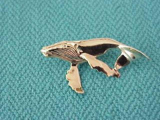 Vintage 14k Solid Gold Custom Made Whale Pendant Great Detail