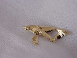 VINTAGE 14K SOLID GOLD CUSTOM MADE WHALE PENDANT GREAT DETAIL 2