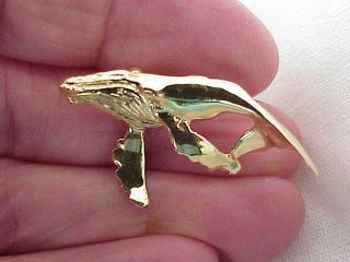 VINTAGE 14K SOLID GOLD CUSTOM MADE WHALE PENDANT GREAT DETAIL 5