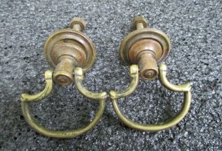 2 Vintage Brass Federal Style Drop Ring Drawer Pulls Handles Teardrop