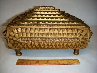 Antique Tramp Art Chip Carved Jewelry/trinket Box Made From Dexter 5¢ Cigar Box