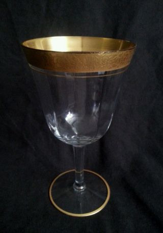 Antique Etched Gilt Rim Burgundy Wine Glass 6.  25 " 1 Piece (10 Available)