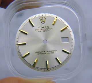 Vintage Rolex Datejust 1601 1603 Silver & Yellow Gold Pie Pan Watch Dial