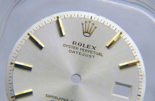 Vintage Rolex Datejust 1601 1603 Silver & Yellow Gold Pie Pan Watch Dial 2