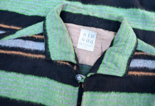Rare Vintage 1950s High Rockabilly Sir Guy Stripe Fuzzy Loop Collar Gaucho Shirt