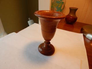 Vtg 1882 Treen Ware Wood Loving Cup Vase Signed Exposition Building State Fair