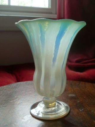 Antique Louis Comfort Tiffany Favrille Aqua Pastel Opalescent Art Glass Vase