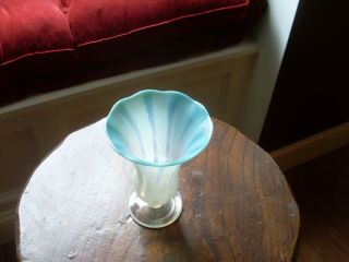 Antique Louis Comfort Tiffany Favrille Aqua Pastel Opalescent Art Glass Vase 3