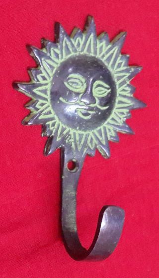 Vintage Lord Surya Sun Shape Coat Hook Brass Hanger Kitchen Key Holders Bm241