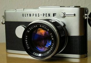 Vtg Olympus Pen Ft Half Frame 35mm Slr Camera W 40mm F/1.  4 Lens Near Cond