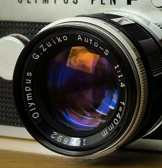 Vtg Olympus Pen FT Half Frame 35mm SLR Camera w 40mm f/1.  4 Lens Near Cond 2