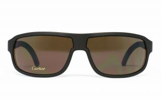 Nos Vintage Sunglasses Cartier T8200567 C Decor Satin Gold Wrap Frame Full Set