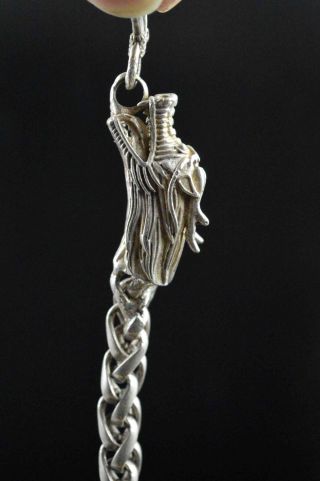 Old Collectable Miao Silver Carve Dragon Head Bracelet Amulet Usable Bracelet