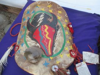 Vintage American Indian War Shield Authentic By A Shah Men Turtle Shell & More