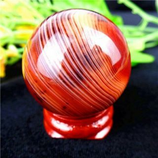 67g Brown Madagascar Crazy Lace Silk Banded Agate Tumbled Ball 37mm Hg16861