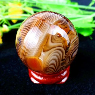 58g Brown Madagascar Crazy Lace Silk Banded Agate Tumbled Ball 35mm Hg16957