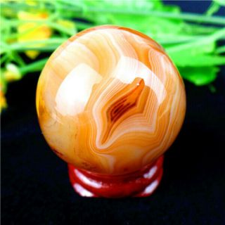 62g Brown Madagascar Crazy Lace Silk Banded Agate Tumbled Ball 35mm Hg16945