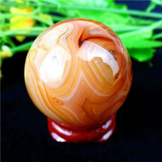 62g Brown Madagascar Crazy Lace Silk Banded Agate Tumbled Ball 35mm HG16945 2