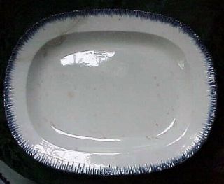 Antique Blue Feather Edge Oval Platter 16 1/4” English Early 19th C Ironstone
