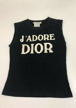 Rare Vtg Christian Dior by John Galliano Black J ' adore Tank Top S 2