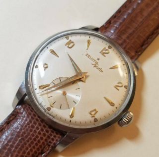 Vintage Zenith Sporto Steel Case Swiss Made Mens Watch Cal.  40 34mm