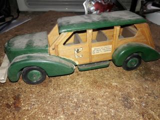 1950s Vintage Antique Wood Wooden Woody Toy Car
