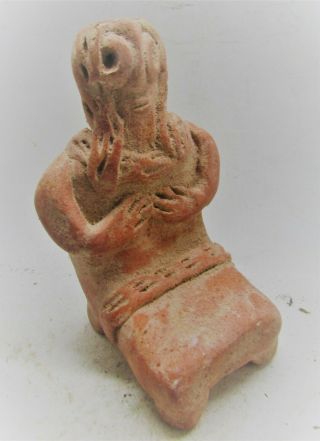 Circa 1180 - 700bce Ancient Syro - Hittite Seated Terracotta Fertility Figure