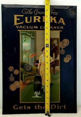 RARE Antique Vintage EUREKA VACUUM CLEANER Metal Store Display Sign 11