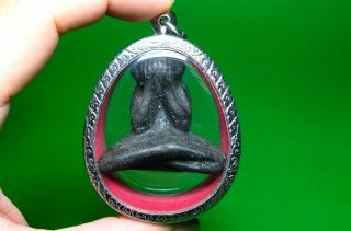 Phra Pidta Lp Kron Bang Sae Antique Clay Thai Buddha Amulet