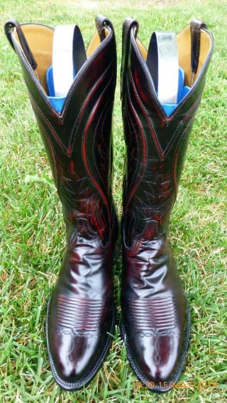 Vintage Lucchese Classics " Buffalo " Skin " Rare Exotic Western Cowboy Boot 10 Eee