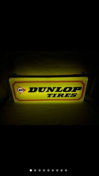 Vintage Double Sided Dunlop Tire Light Up Advertising Sign