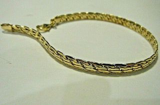 Milor Vtg 1980s Yellow 18k Gold 5mm Wide Flat Links Chain 7 3/4 " Bracelet 5.  5g