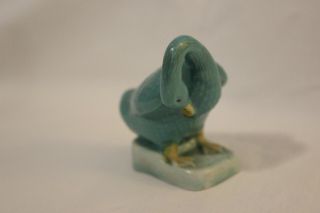 Early Vintage Chinese Glazed Porcelain Duck Figurine Turquoise 2.  5 "