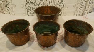 Set Of 4 Matching Vintage French? Copper Planters Plant Pots