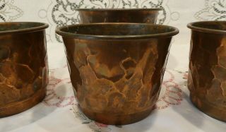 Set of 4 Matching Vintage French? Copper Planters Plant Pots 3