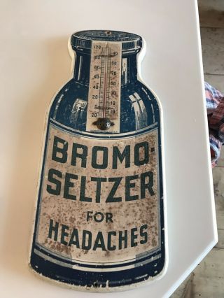 Vintage Drug Store Advertising Thermometer Broom - Seltzer
