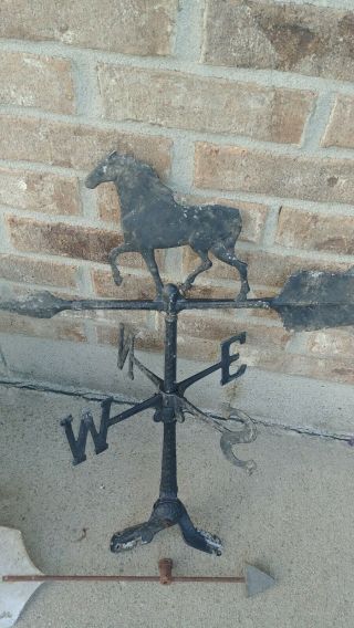 Vintage weathervain cast metal Horse without a tail and another Ventage vain 3