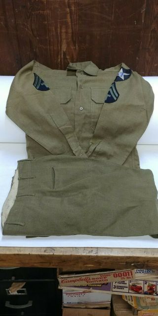 Vintage WWII US Army Wool Dress Uniform WW2 2ND Infantry Division Shirt & Pants 3